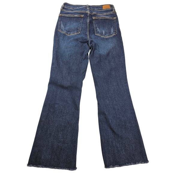 Judy Blue Denim - Judy blue 1/25 slim bootcut dark wash mid rise jeans RAW HEM ALTERED SHORT CROP